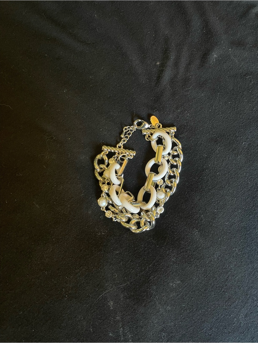 Lia Sophia Gold and White Multi-Chain Link Bracelet